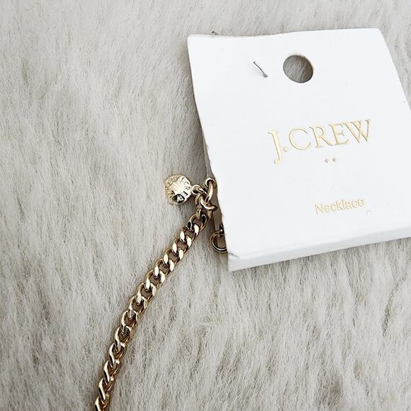 NEW J. Crew Hammered Gold T-Bar Pendant Necklace Double Strand - Picture 5 of 8